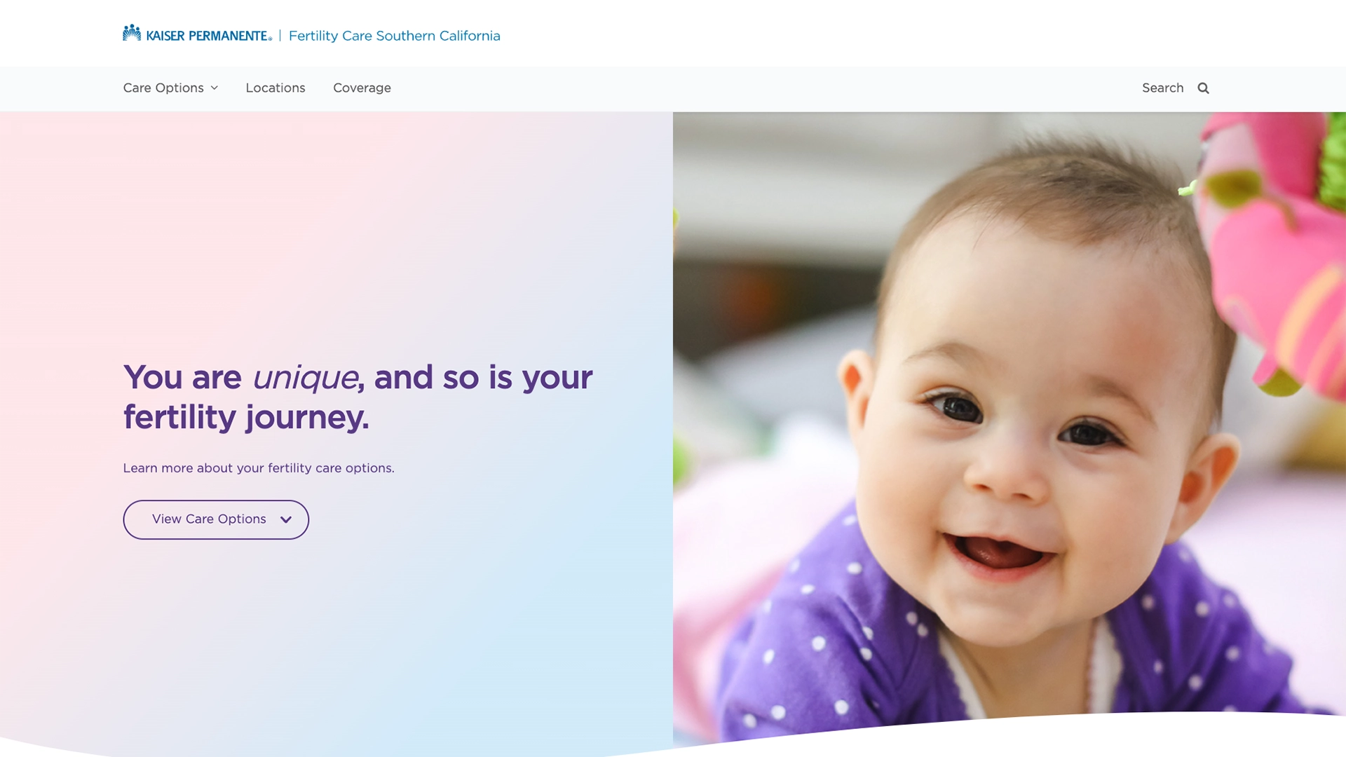 Fertility Care Southern California homepage screenshot